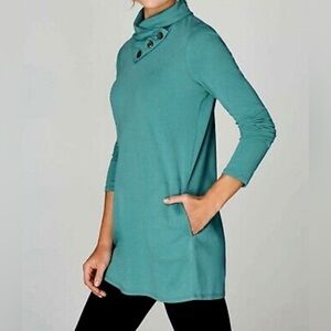 J. Jill Pure Jill 100% Cotton Draped Neck Closet Staple Tunic Blouse Top L Tall